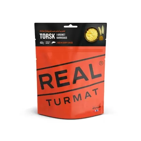 REAL Turmat Kabeljau in cremiger Currysauce die leckere und leichte Mahlzeit für dein nächstes Abenteuer. REAL Turmat Kabeljau in cremiger Currysauce die leckere und leichte Mahlzeit für dein nächstes Abenteuer.