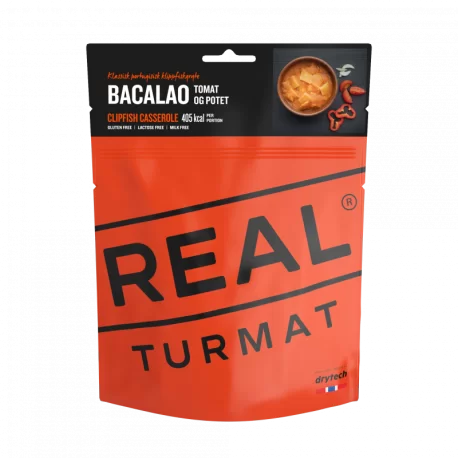 REAL Turmat Bacalao die leckere und leichte Mahlzeit für dein nächstes Abenteuer. REAL Turmat Bacalao die leckere und leichte Mahlzeit für dein nächstes Abenteuer.