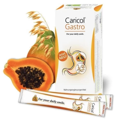Caricol®-Gastro ist ein 100 %iges Naturprodukt, hergestellt aus Bio-Papayas und Bio-Hafer Caricol®-Gastro ist ein 100 %iges Naturprodukt, hergestellt aus Bio-Papayas und Bio-Hafer